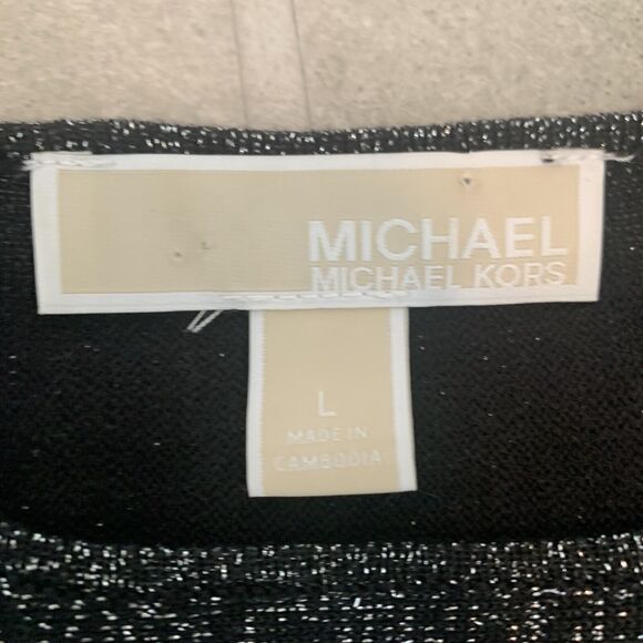 MSRP $99.50 - MICHAEL KORS Long Sleeve Sweater black /silver Size L - Picture 2 of 5